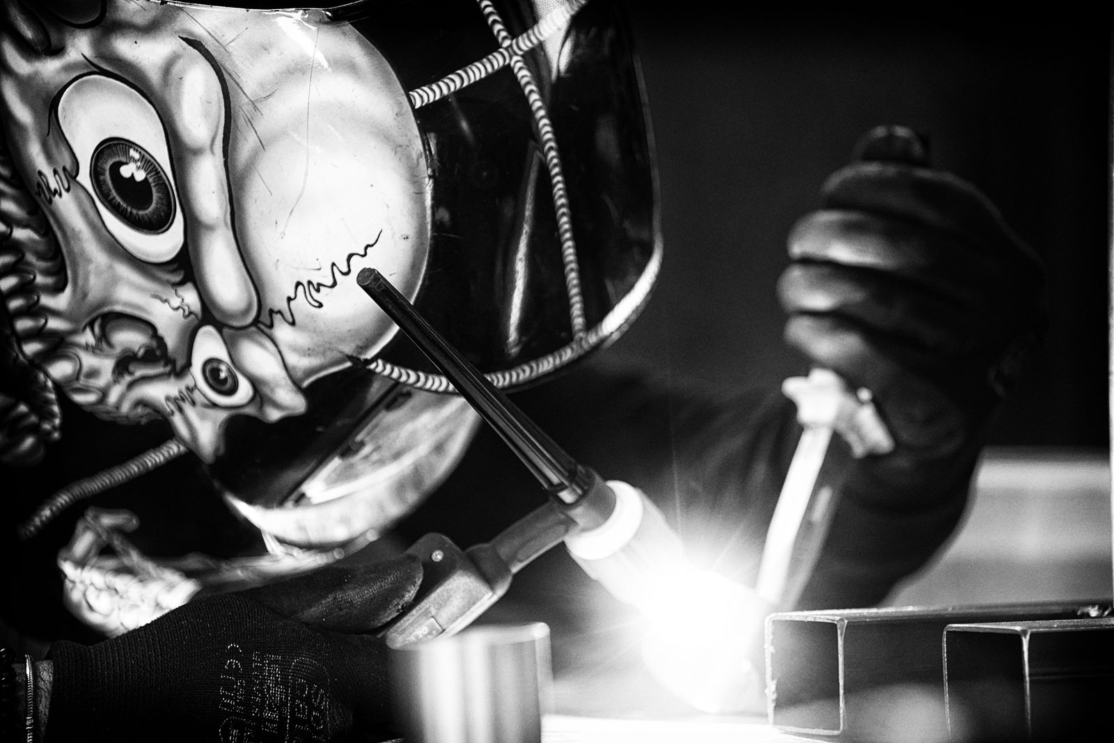 Exhaust Revolution — Welding, under the mask.