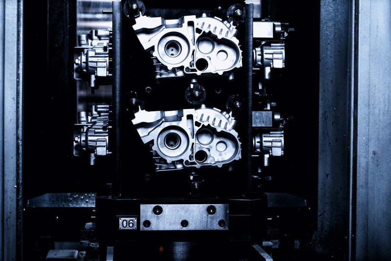 IAMETECH, the workshop — Raw crankcase halves on the pallet.