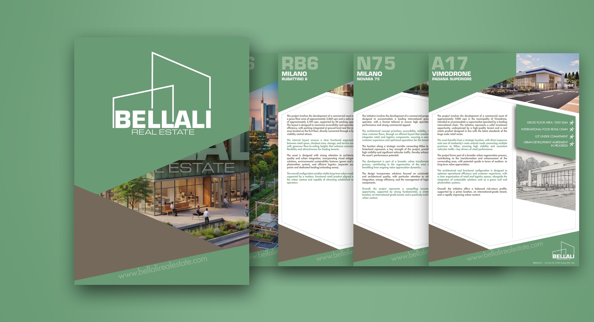 Bellali Real Estate — 2026 Portfolio — The Bellali Real Estate 2026 portfolio: the cover and the project pages.