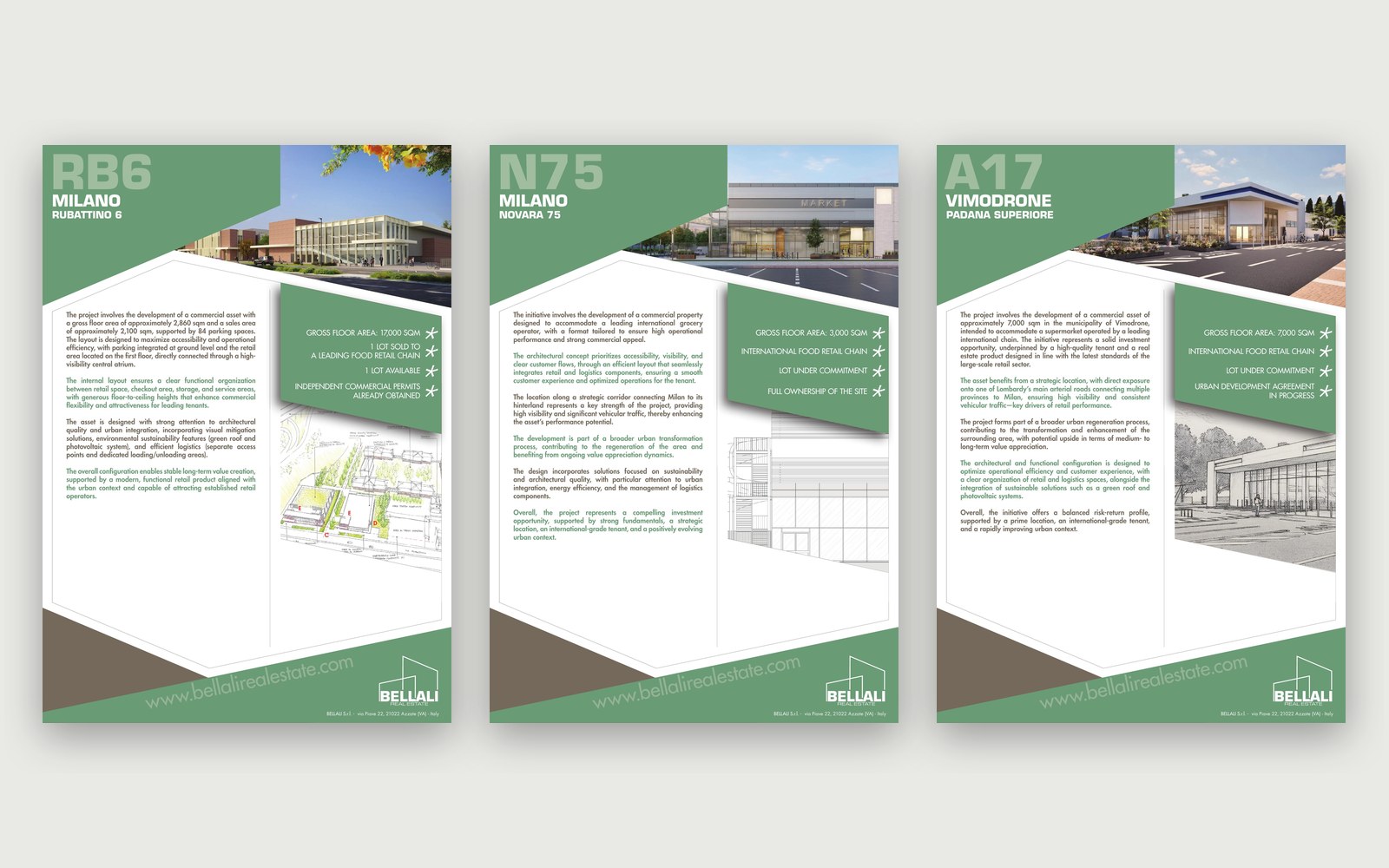 Bellali Real Estate — 2026 Portfolio — The pages of the RB6, N75 and A17 projects.
