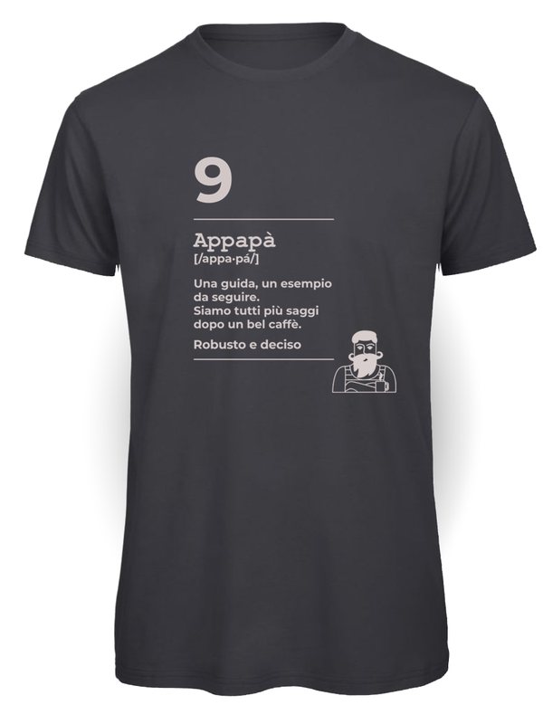 Ciccirinella Café — T-shirt — 9 Appapà, antracite, vinile grigio chiaro