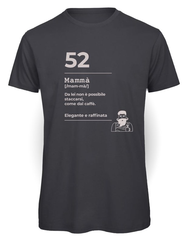 Ciccirinella Café — T-shirt — 52 Mammà, antracite, vinile grigio chiaro