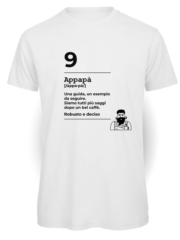 Ciccirinella Café — T-shirt — 9 Appapà, bianco, vinile nero