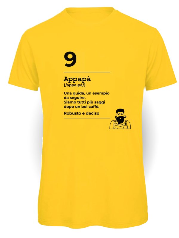 Ciccirinella Café — T-shirt — 9 Appapà, giallo, vinile nero
