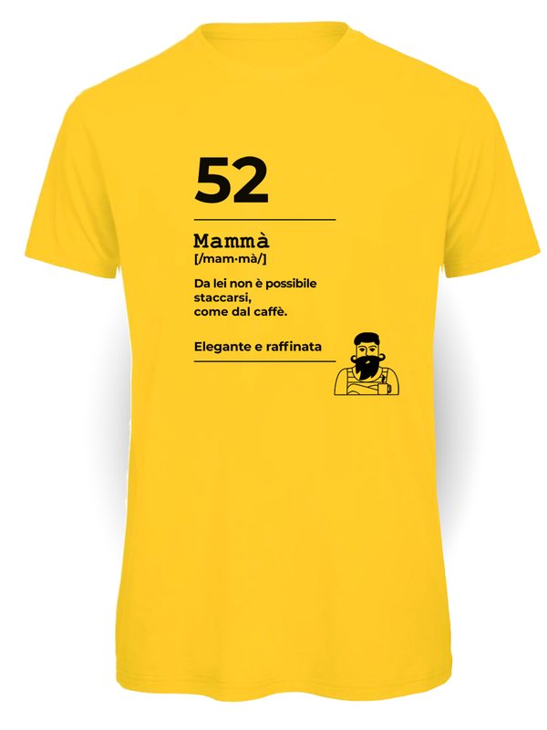 Ciccirinella Café — T-shirt — 52 Mammà, giallo, vinile nero