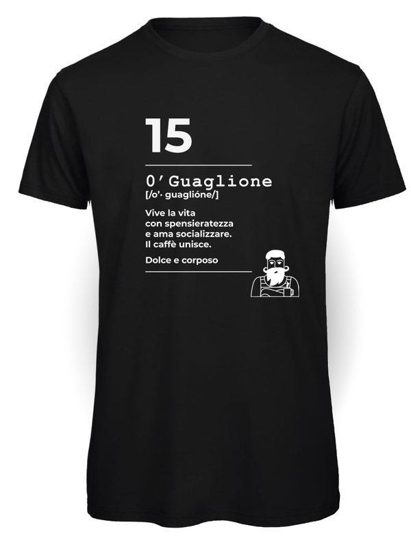 Ciccirinella Café — T-shirt — 15 O'Guaglione, nero, vinile bianco