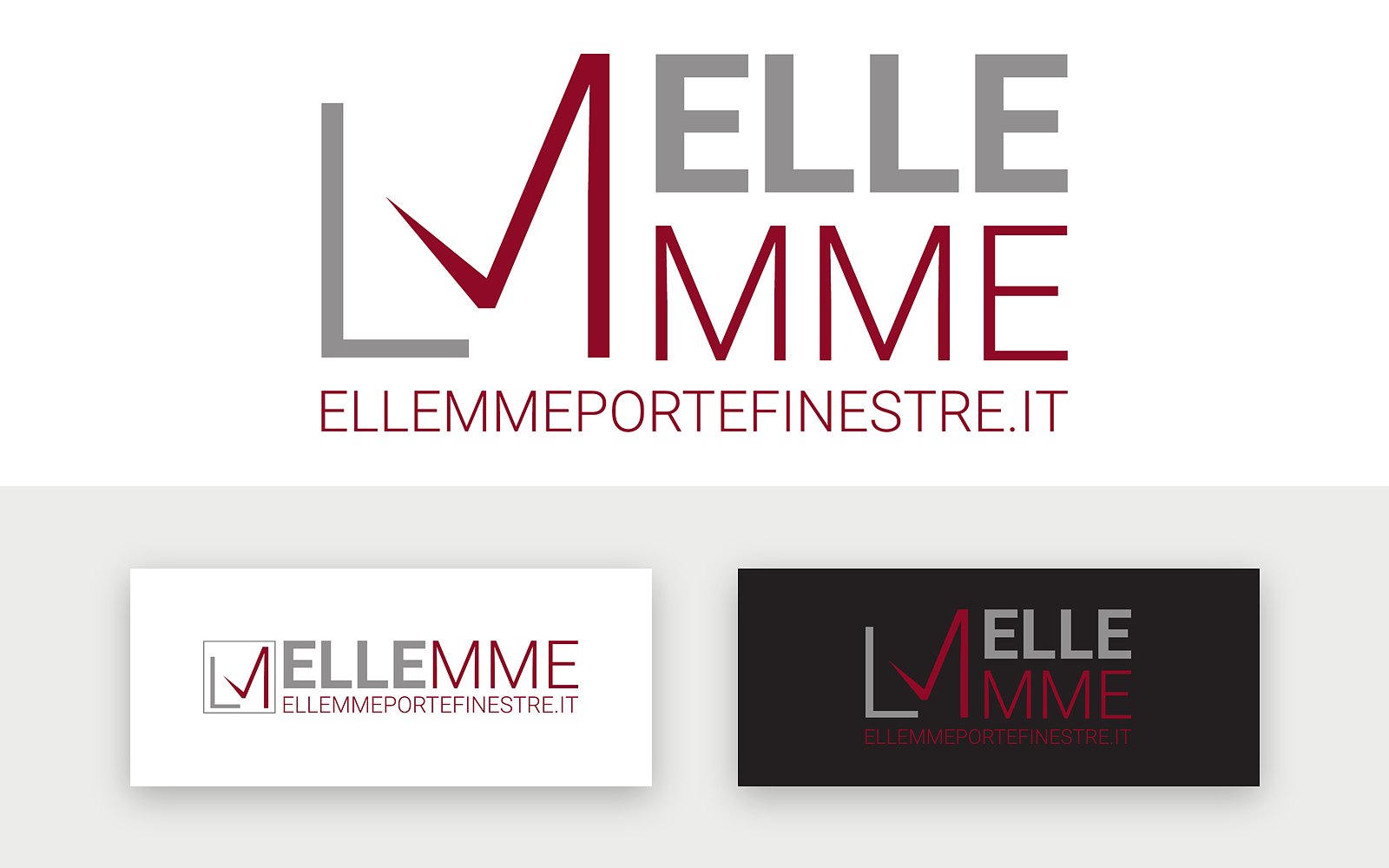 Ellemme — Il marchio orizzontale e, sotto, la versione compatta e quella in negativo.