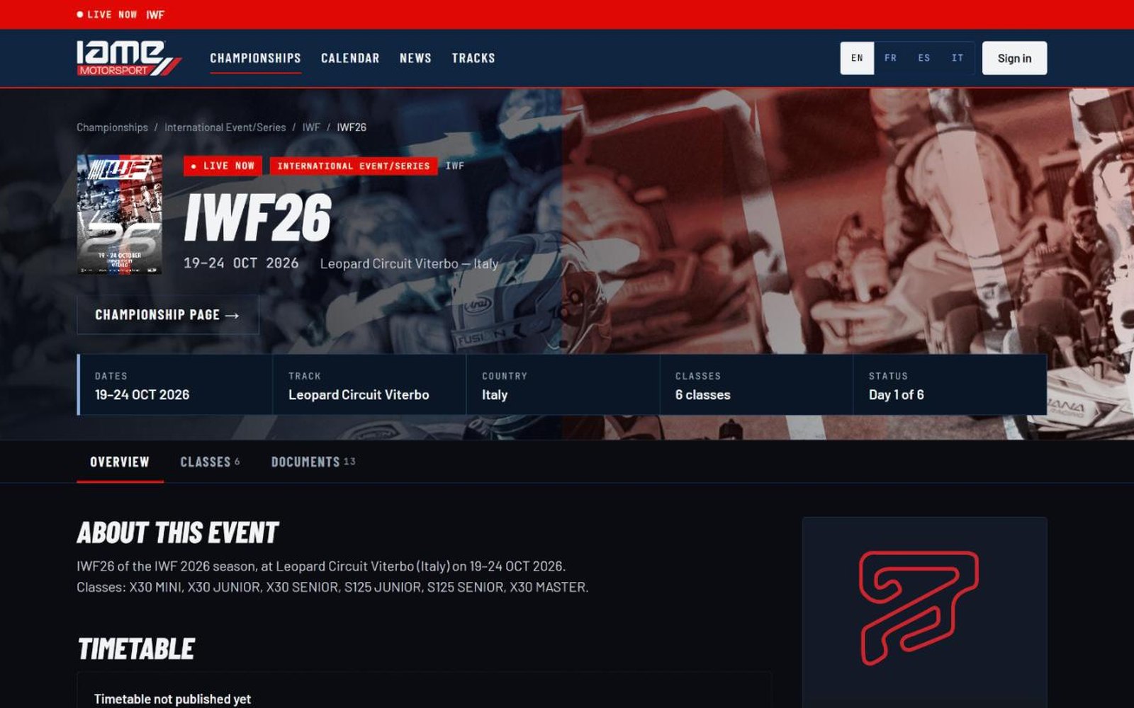 ERA Motorsport for IAME Motorsport: registrations, accreditation and races for 50 championships.