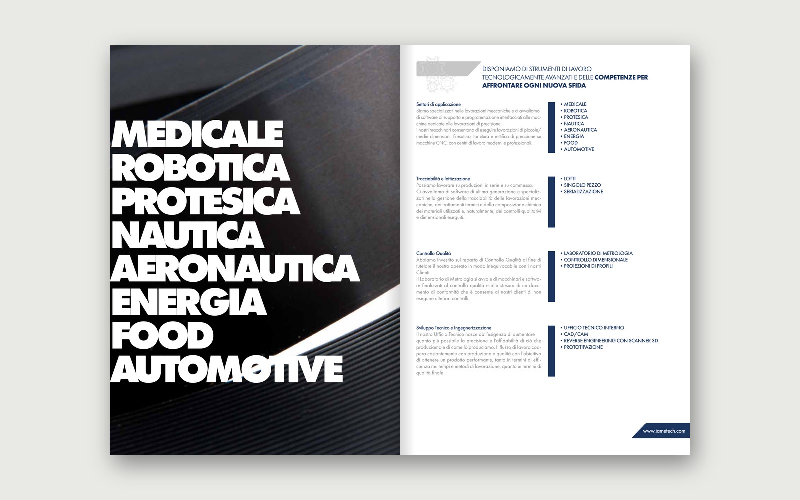 IAMETECH — Brochure — The eight application sectors and the workshop's capabilities.