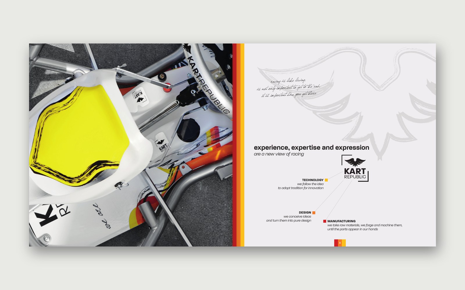 Kart Republic — Brochure — Tecnologia, design e produzione, accanto al telaio.