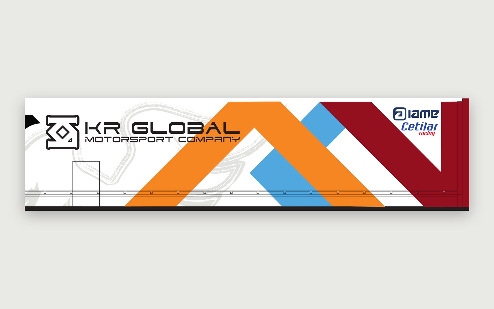 Kart Republic — Semi-trailer — The KR Global Motorsport brand and the colour bands.