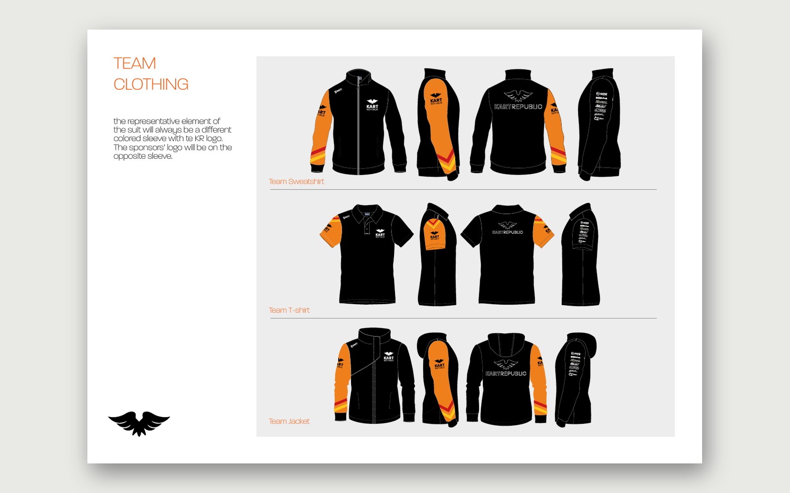 Kart Republic — Team apparel: sweatshirt, T-shirt, jacket.