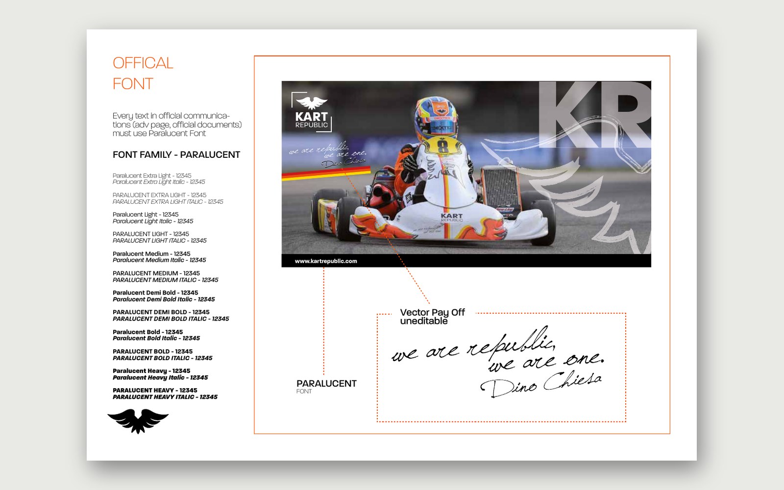 Kart Republic — The Paralucent typeface and the tagline We are republic, we are one.