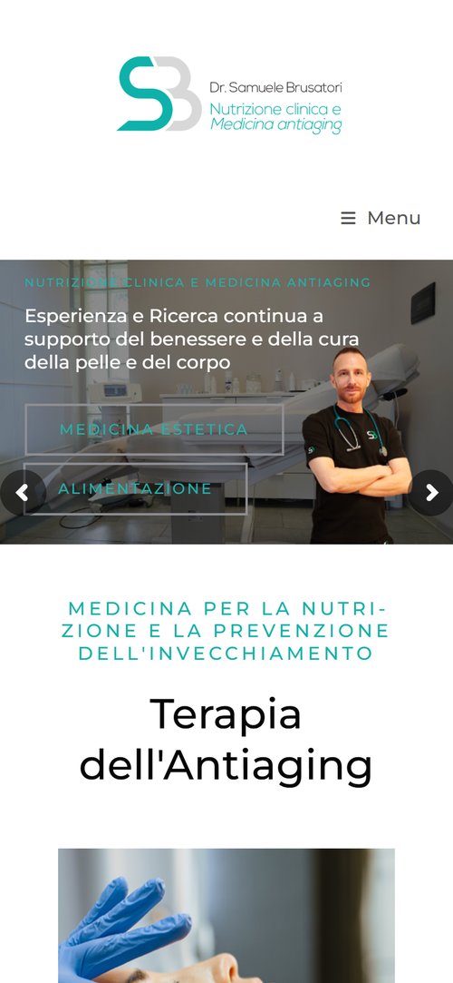 Dr. Samuele Brusatori — Sito web — La home su telefono.