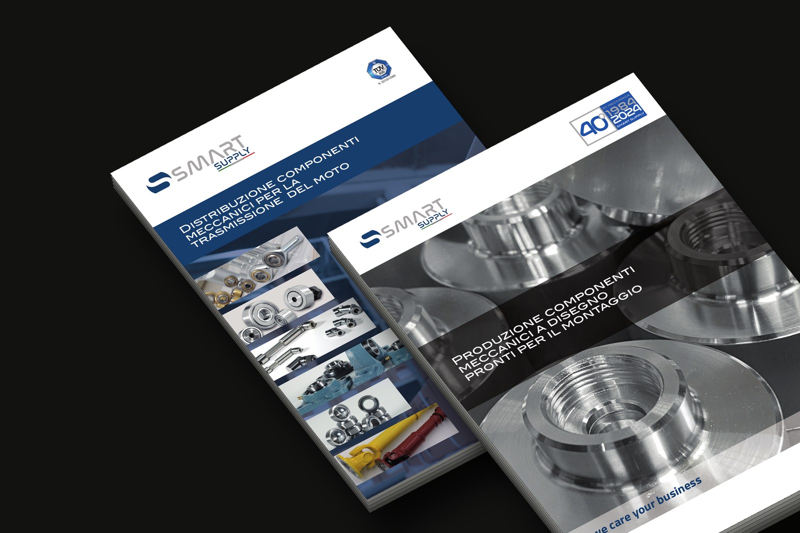 Smart Supply — Catalogue and brochure — The cover of the workshop brochure, with the component catalogue cover behind it.