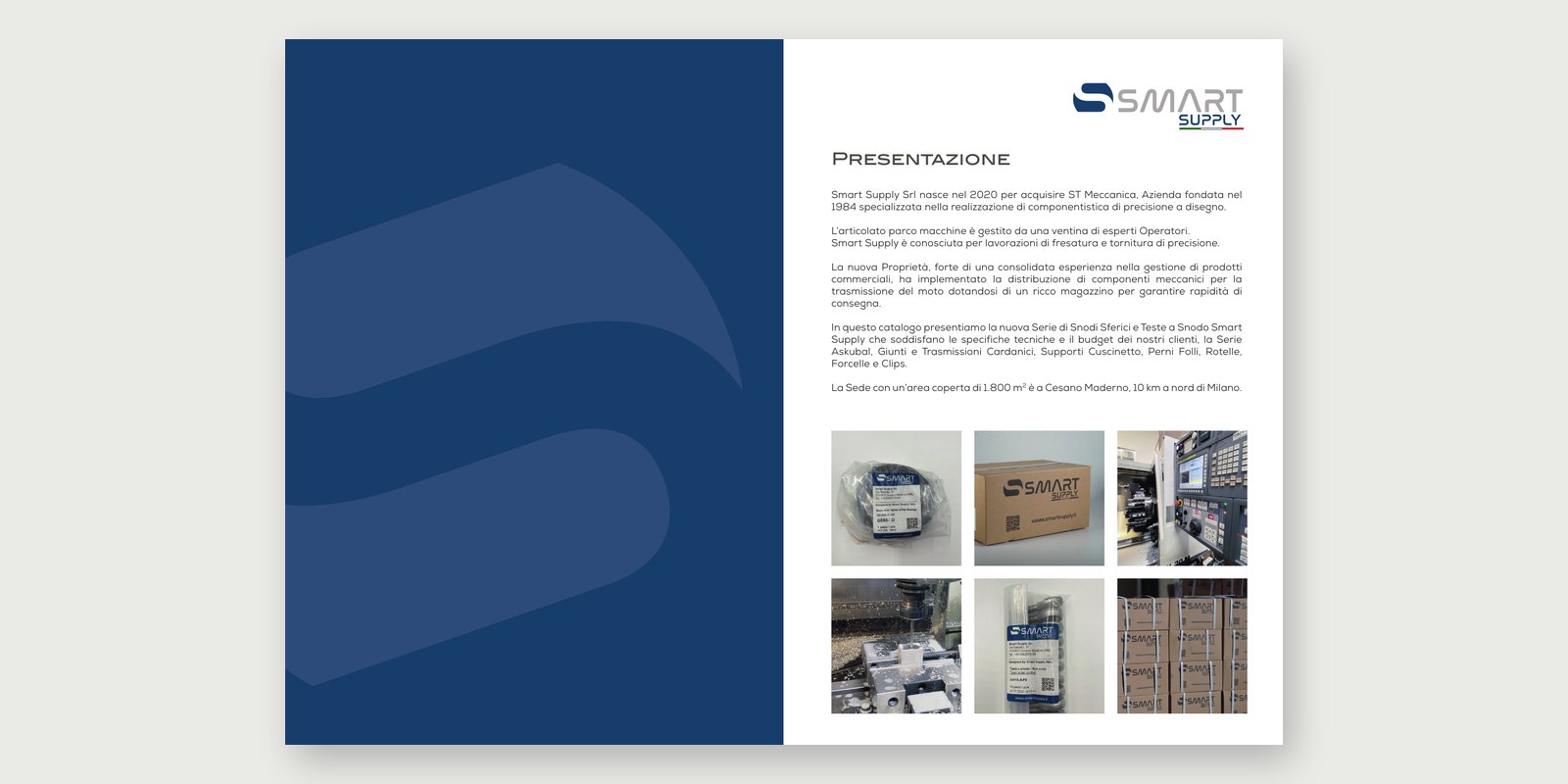 Smart Supply — Catalogue and brochure — Catalogue: the company presentation, with images of the warehouse.