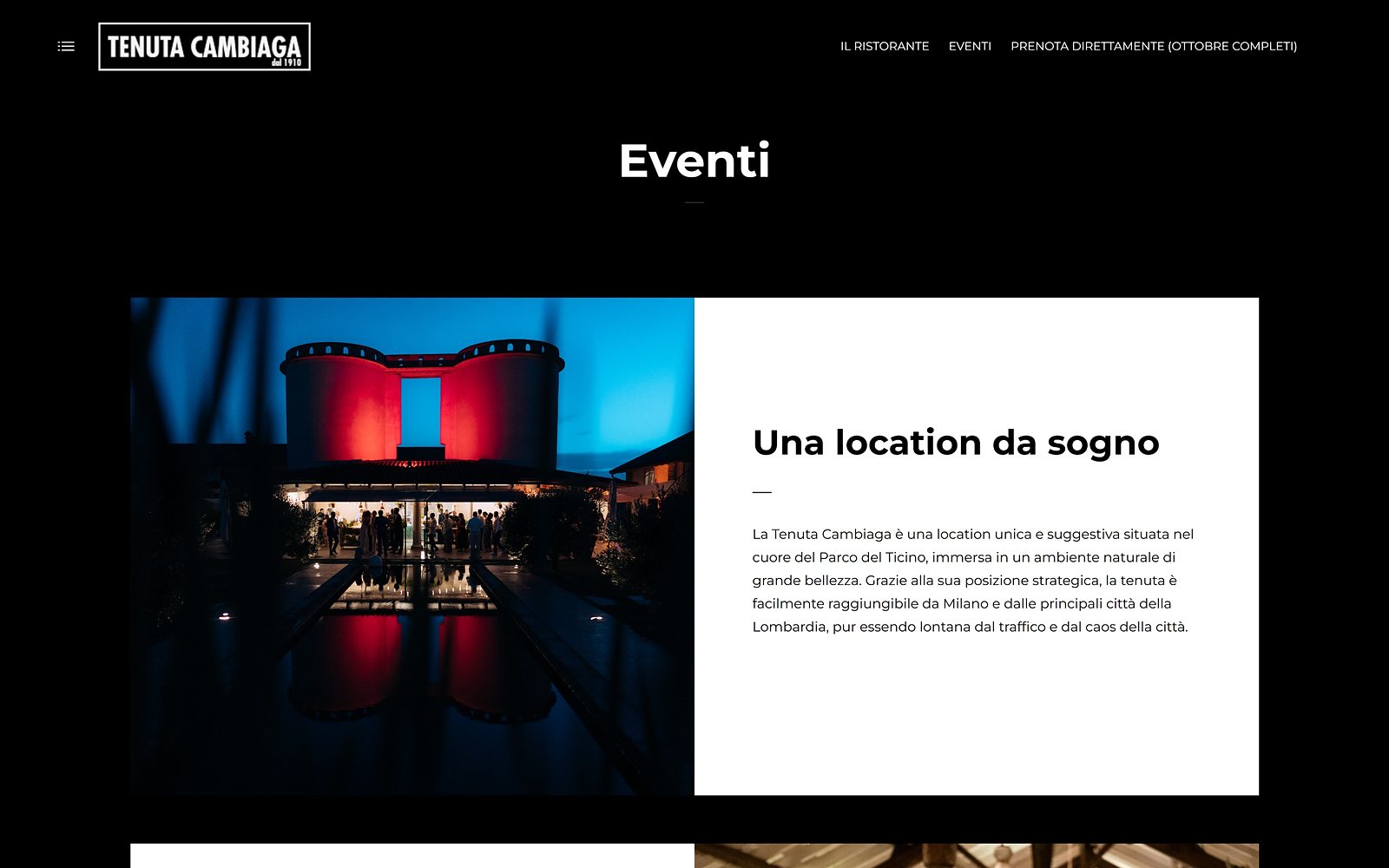 Tenuta Cambiaga — The events page.