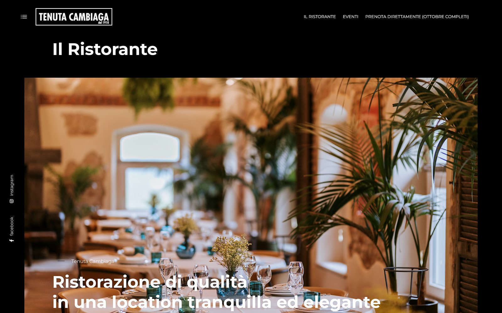 Tenuta Cambiaga — The restaurant page.